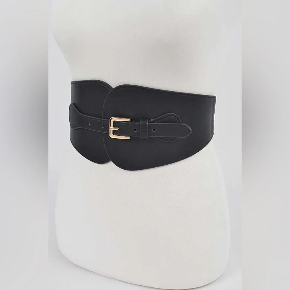 Vegan Leather Elastic Corset Statement Belt - Picture 6 of 8